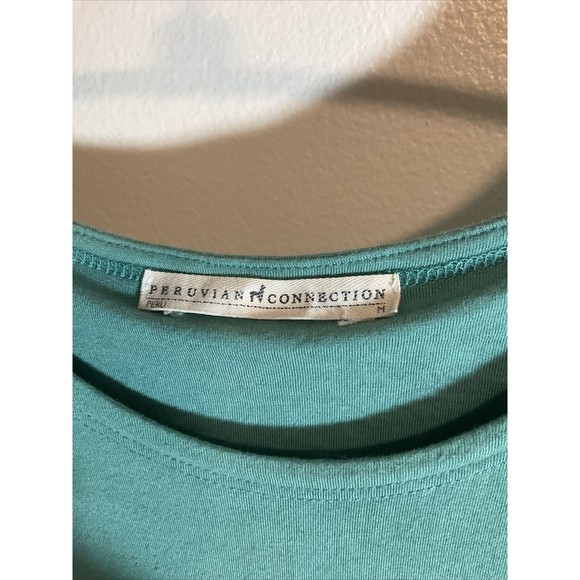 Peruvian Connection Women’s M Green Shirt Dress Stretch Basic Fashion Cozy Boho - Picture 2 of 6